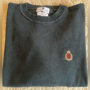 ENGLISH SPORT SHOP BERMUDA Cotton Crested Logo Crewneck Sweater in Navy Size L